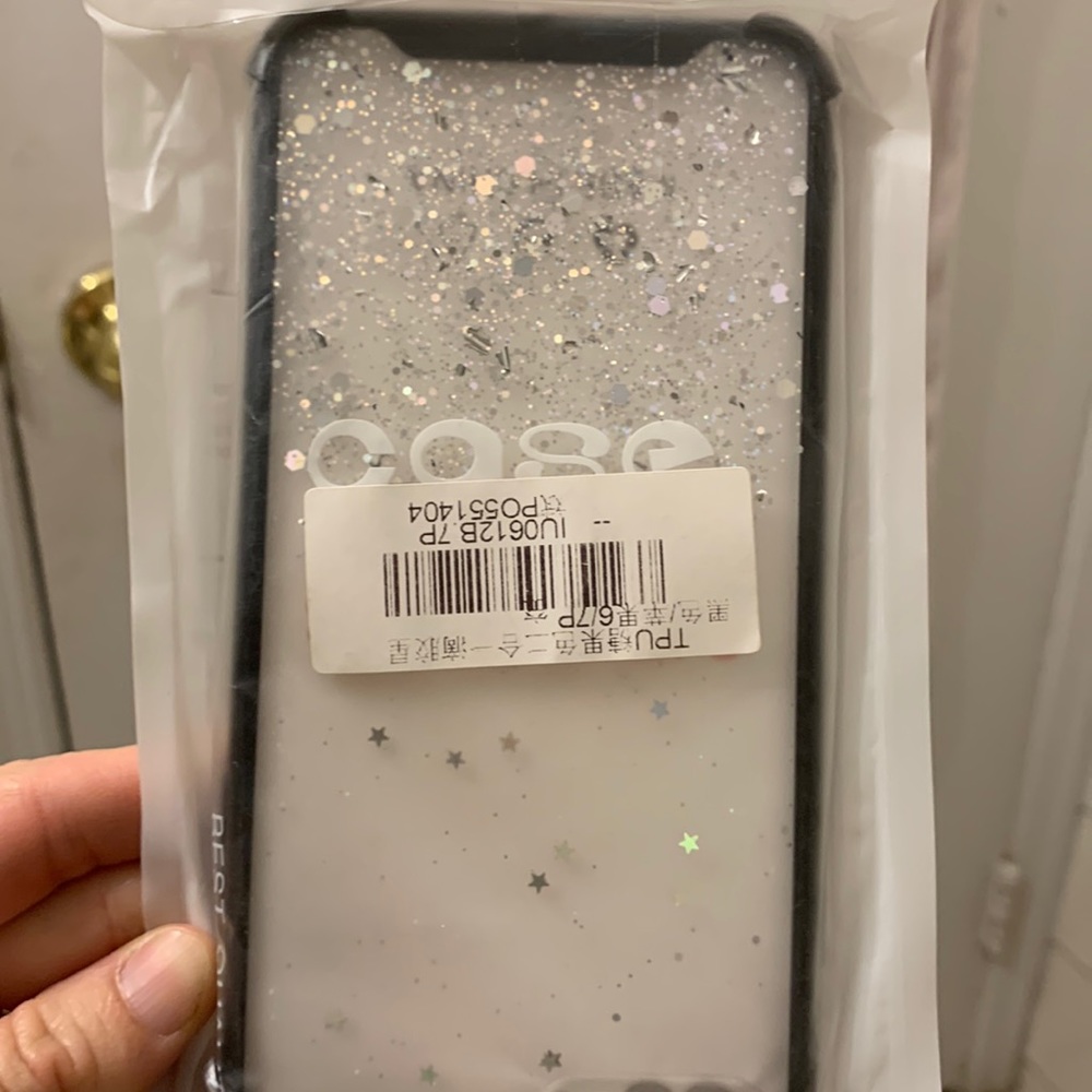 Clear black glitter case